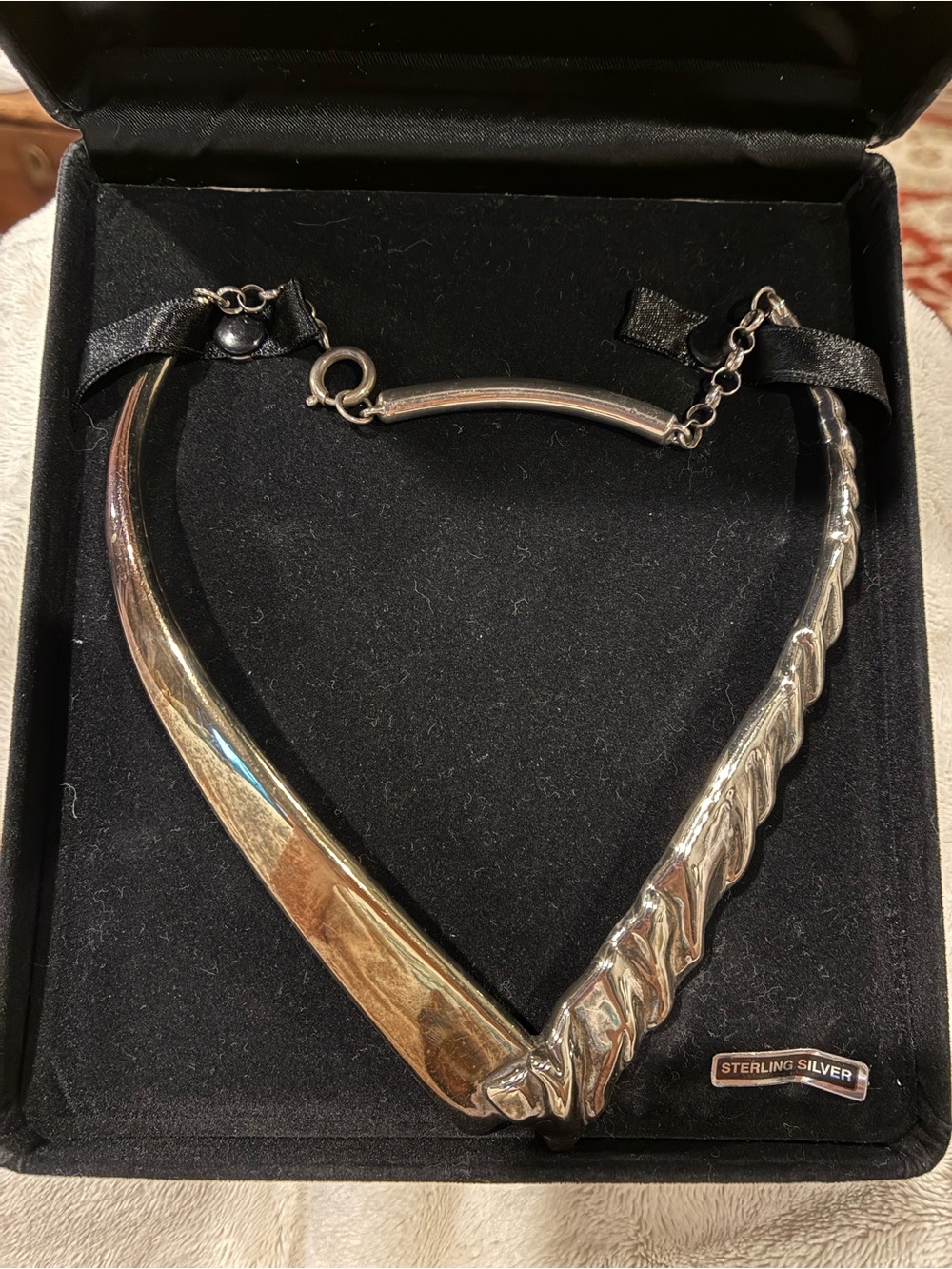 Alan Sulzara Sterling Silver Statement Choker Necklace Marked